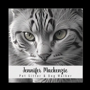 Schattige kattenoppasser en hondenuitlaatster vierkante visitekaartje