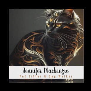 Schattige kattenoppasser en hondenuitlaatster vierkante visitekaartje