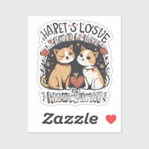 Schattige Kattenpaar Romantisch Winking Kat Love D Sticker