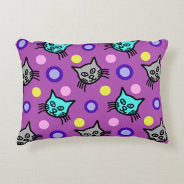 Schattige kattenpatroon in Violet Accent Pillow Kussen
