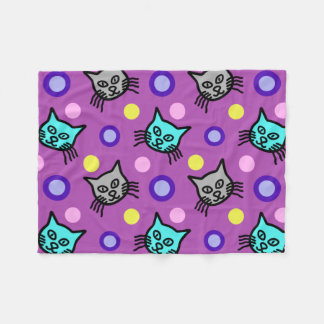 Schattige Kattenpatroon in Violet Kleine Fleece De Deken