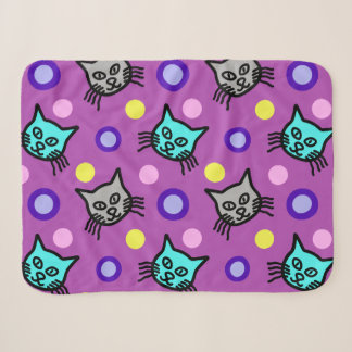 Schattige kattenpatroon in Violet Small Sherpa Bla Deken