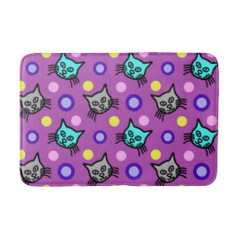 Schattige Kattenpatroon In Violette Medium Badmat