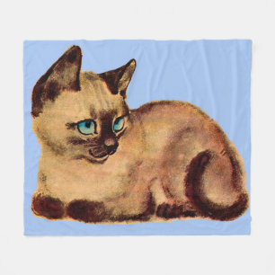 schattige kattenpootdruk op Siamese katten Fleece Deken