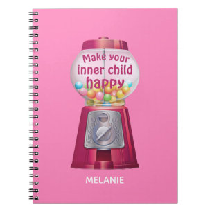 Schattige Kauwgomautomaat Inner Child Quote Naam Notitieboek
