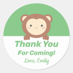 Schattige Kawaii Aap Bedankt Voor Je Komst Ronde Sticker