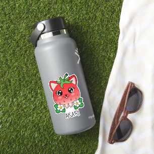 Schattige Kawaii Aardbei Poes Kat Sticker