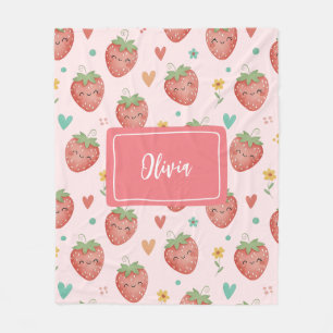 Schattige Kawaii Aardbeien Fleece Deken