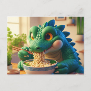 Schattige Kawaii Alligator Eten Ramen Briefkaart