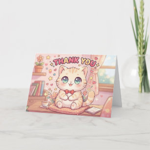Schattige Kawaii Anime Chibi Dank Je Kat Kaart