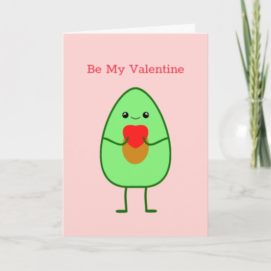 Schattige kawaii avocado rood hart zijn mijn Valen Kaart (Voorkant)