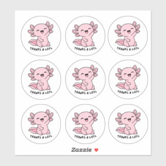 Schattige Kawaii Axolotl Bedankt Sticker Sheet 