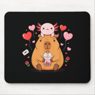 Schattige Kawaii Axolotl Capybara Bubble Tea Jonge Muismat