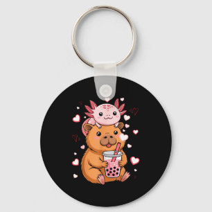 Schattige Kawaii Axolotl Capybara Bubble Tea Jonge Sleutelhanger