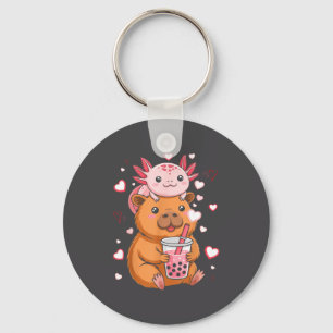 Schattige Kawaii Axolotl Capybara Bubble Tea Jonge Sleutelhanger