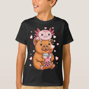Schattige Kawaii Axolotl Capybara Bubble Tea Jonge T-shirt