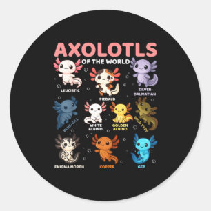 Schattige Kawaii Axolotls Van De Wereld Grappige A Ronde Sticker