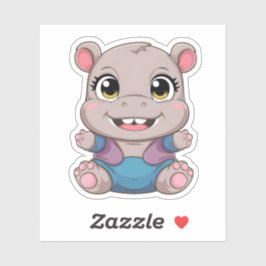 Schattige Kawaii Baby Hippo Schattig dier Sticker