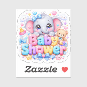 Schattige Kawaii Baby Shower Olifant Pastel Roze T Sticker