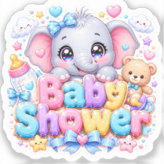 Schattige Kawaii Baby Shower Olifant Pastel Roze T Sticker