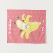 Schattige kawaii bananentekening  wandkleed (Voorkant (horizontaal))