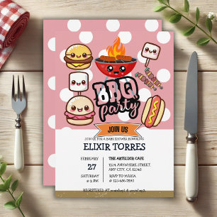 Schattige Kawaii BBQ Party Baby shower Kaart