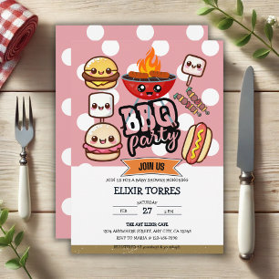 Schattige Kawaii BBQ Party Baby shower Kaart