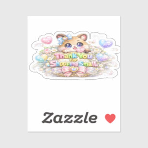 Schattige Kawaii Bedankt Voor Winkelen Kleine Kat Sticker