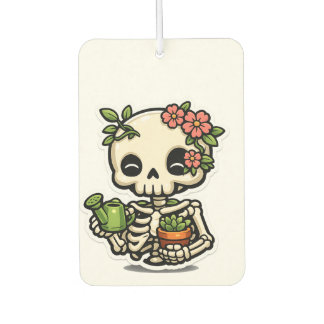 Schattige Kawaii Bloemenskelet Tuinier Sticker Luchtverfrisser