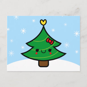 Schattige Kawaii Cartoon kerstboom Briefkaart