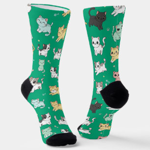 Schattige Kawaii Cats Patroon Sokken