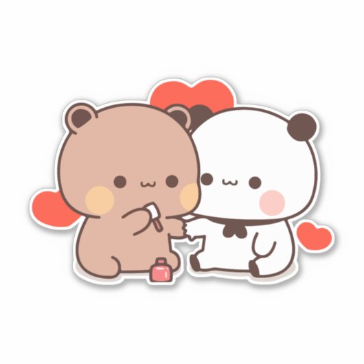 Schattige Kawaii Chubby Mochi Panda beer Sticker (Voorkant)