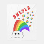 Schattige Kawaii Cloud Rainbow Kind`s Naam Fleece  (Voorkant)