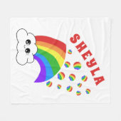 Schattige Kawaii Cloud Rainbow Kind`s Naam Fleece  (Voorkant (Horizontaal))