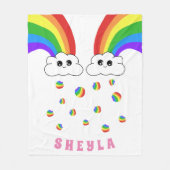 Schattige Kawaii Cloud Rainbow Kind`s Naam Fleece  (Voorkant)