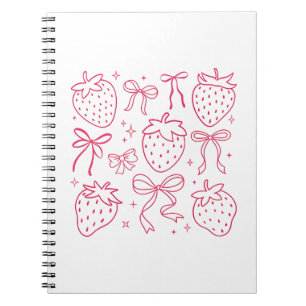 Schattige Kawaii Coquette Roze Aardbei Strikken Notitieboek