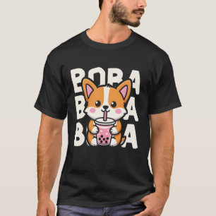 Schattige Kawaii Corgi Boba Bubble Thee Hond Carto T-shirt