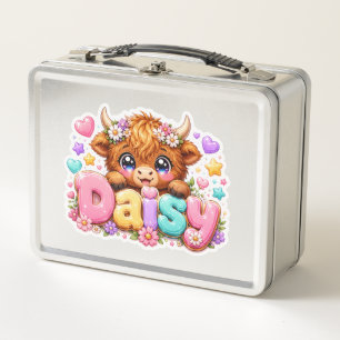 Schattige Kawaii Daisy Highland Koe Naam Pastel Ro