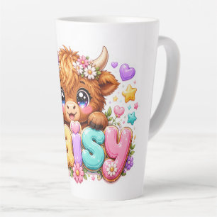 Schattige Kawaii Daisy Highland Koe Naam Pastel Ro Latte Mok
