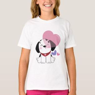 Schattige Kawaii Dalmatiër Puppy Hond met Hartjes T-shirt