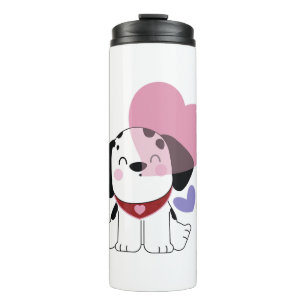 Schattige Kawaii Dalmatische Puppie Hond met Hartj Thermosbeker
