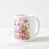 Schattige Kawaii Dank je de Bende Kat Naam Pastel Koffiemok (Voorkant rechts)