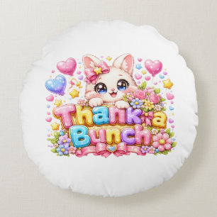 Schattige Kawaii Dank je de Bende Kat Naam Pastel Rond Kussen