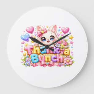 Schattige Kawaii Dank je een Bende Kat Naam Pastel Grote Klok