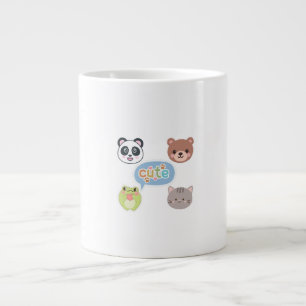 Schattige Kawaii Dierengezichten Aardig Cartoon Extra Grote Beker