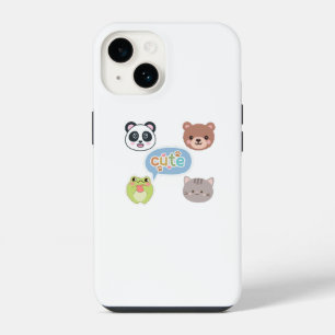 Schattige Kawaii Dierengezichten Aardig Cartoon iPhone 14 Hoesje