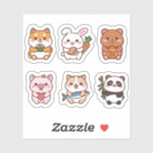 Schattige kawaii dierlijke sticker set (Vel)