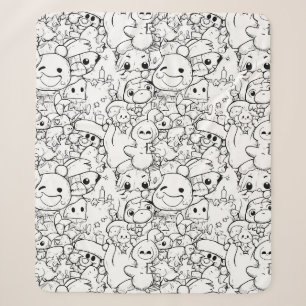 Schattige Kawaii Doodle Karakters (1) Sherpa Deken