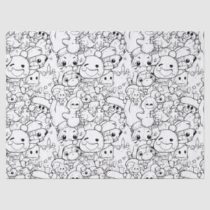 Schattige Kawaii Doodle Karakters (1) Tissuepapier