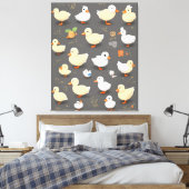 Schattige Kawaii Duck: meerdere vector Design Canvas Afdruk (Insitu (Slaapkamer))